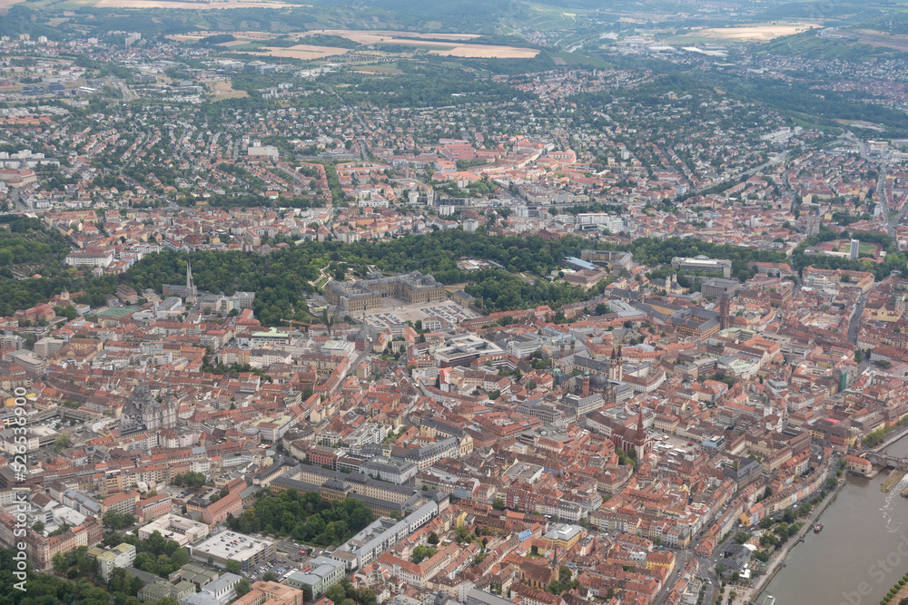 City of Wuerzburg in Germany seen from above