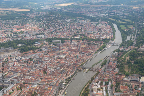 City of Wuerzburg in Germany seen from above