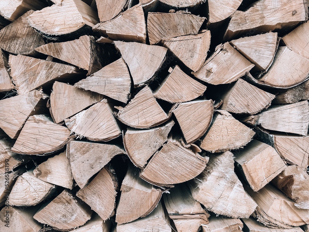 Firewood. Woodpile for heating the house in winter