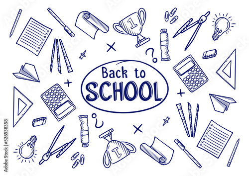 Hand drawn back to school vector banner background