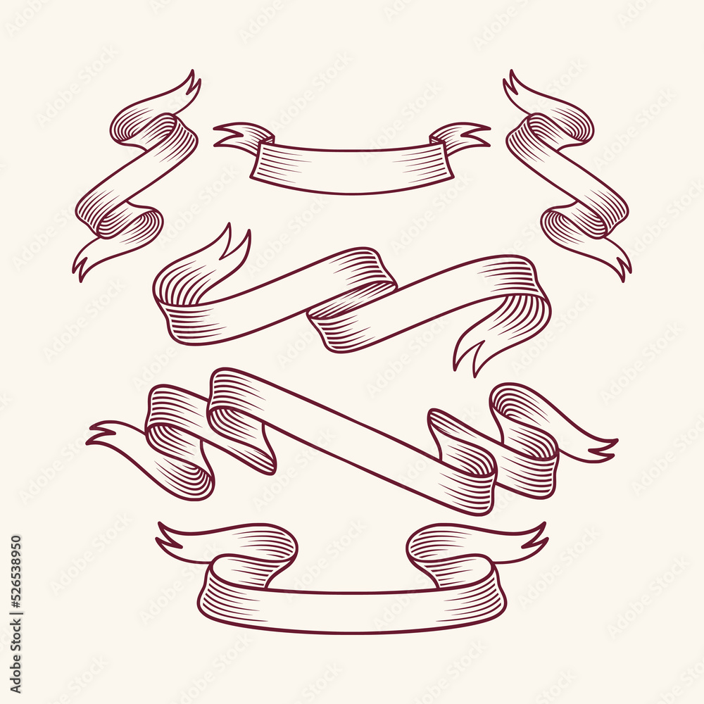 Vintage ribbon banners or labels vector collection