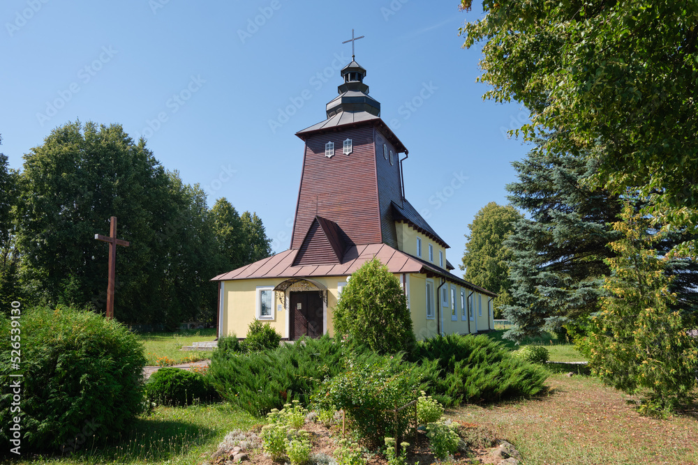 Fototapeta premium Old ancient Church of the Guardianship of the Mother of God in Dailidki, Ostrovets district, Grodno region, Belarus.