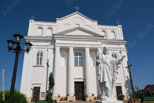 Old ancient catholic church of Saints Cosmas and Damian in Ostrovets city, Grodno region, Belarus. photo