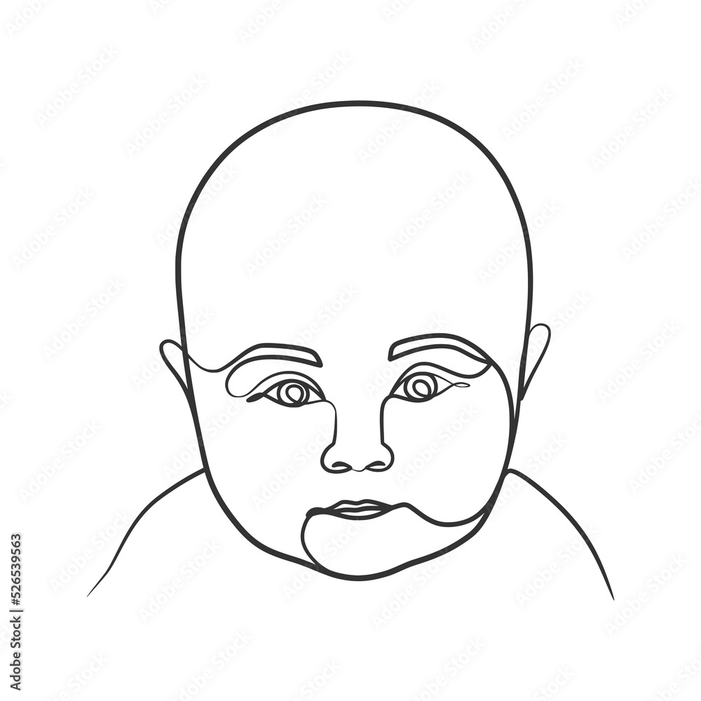 Continuous line art drawing illustration of baby Continuous line art drawing illustration of baby