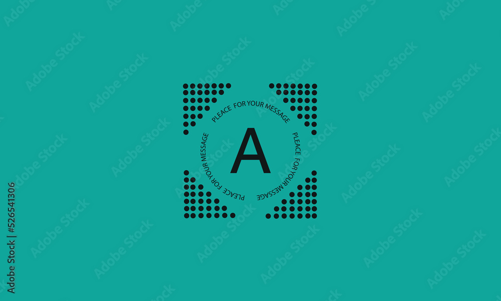 Template of abstract logo, monogram, business sign with place for text and letter A in the center Template of abstract logo, monogram, business sign with place for text and letter A in the center