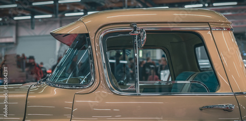 Elegant vintage retro car. Detail view close up.