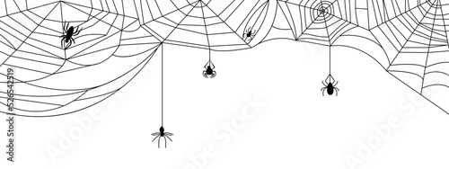 Print op canvas Black cobweb isolated banner