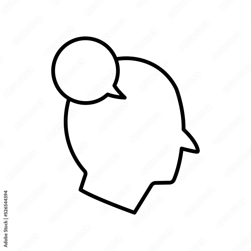 Head people icon with chat. icon related to discussion, communication. line icon style. Simple design editable