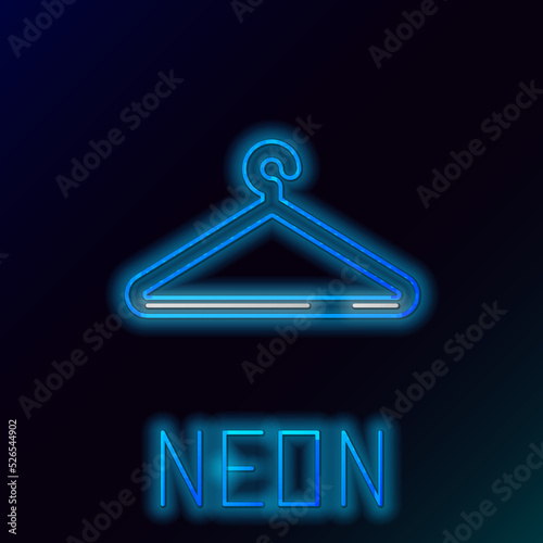 Glowing neon line Hanger wardrobe icon isolated on black background. Cloakroom icon. Clothes service symbol. Laundry hanger sign. Colorful outline concept. Vector