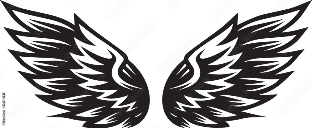 Obraz premium Wings vector illustration on a white background