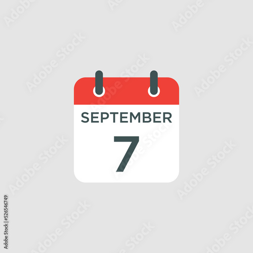 calendar - September 7 icon illustration isolated vector sign symbol