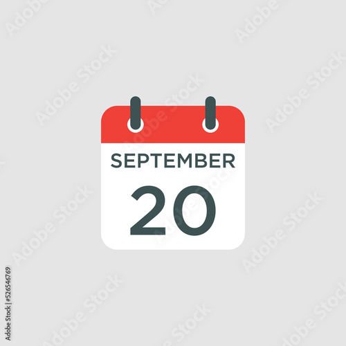 calendar - September 20 icon illustration isolated vector sign symbol