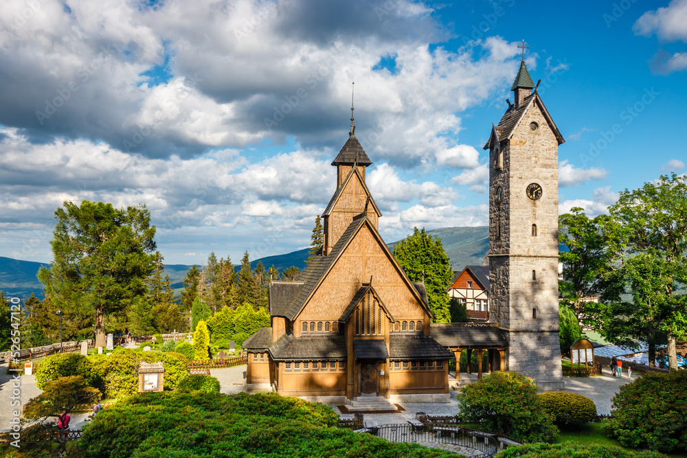 Old wooden norwegian temple Wang in Karpacz, southern Poland