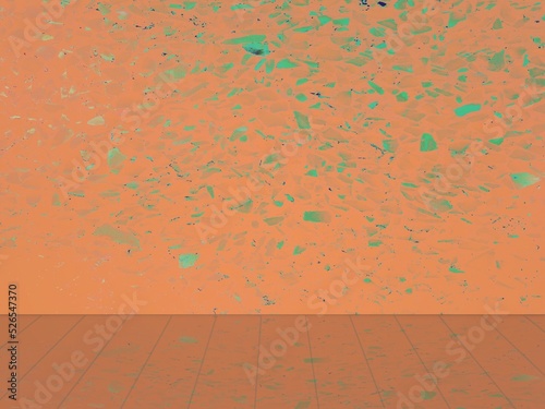 Orange paint room with wooden floor © Nontthepcool
