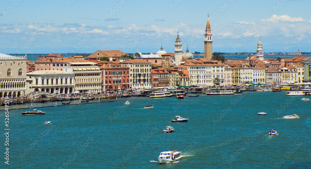 Venice Italy from a Cruise Ship Entering the Harbor Looking at a Panorama of the Cityscape