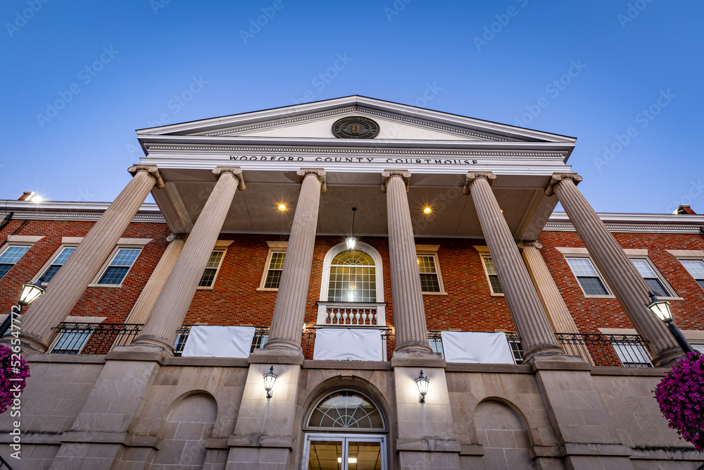 Woodford county courthouse in Versailles, Kentucky as seen from the