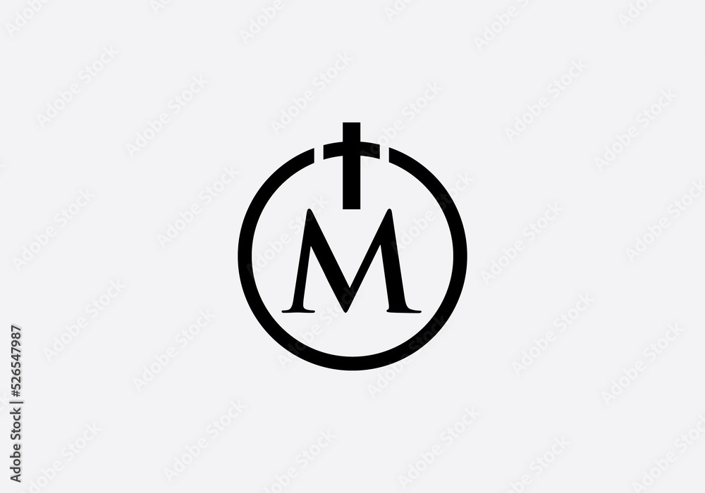Christian Church logo and symbol design with the letter M Christian Church logo and symbol design with the letter M