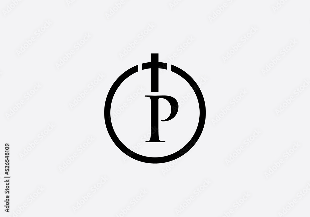 Christian Church logo and symbol design with the letter P Christian Church logo and symbol design with the letter P