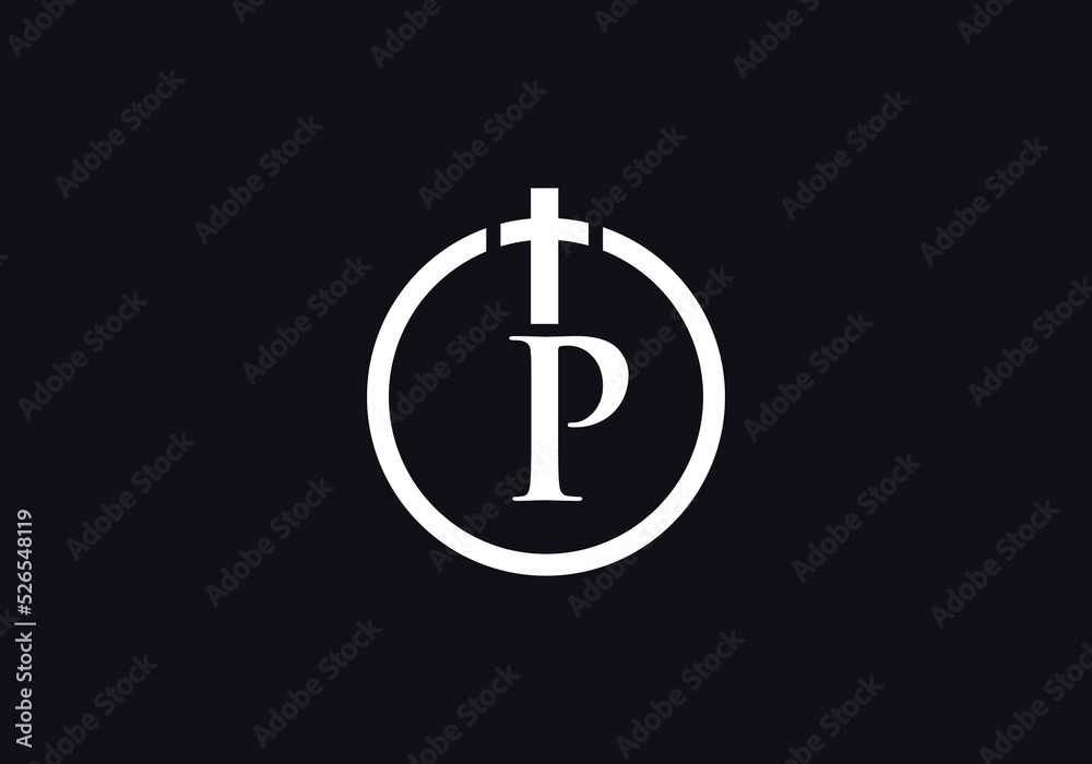 Christian Church logo and symbol design with the letter P Christian Church logo and symbol design with the letter P