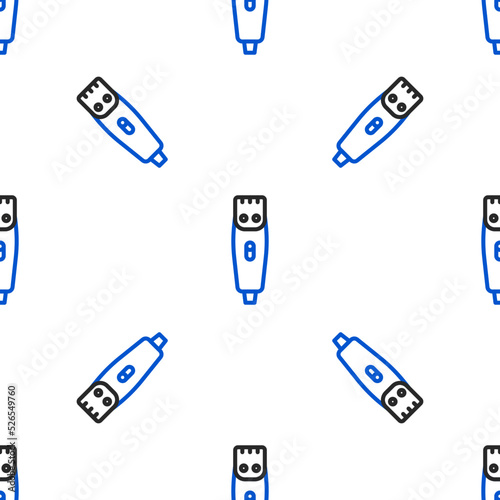 Line Electrical hair clipper or shaver icon isolated seamless pattern on white background. Barbershop symbol. Colorful outline concept. Vector