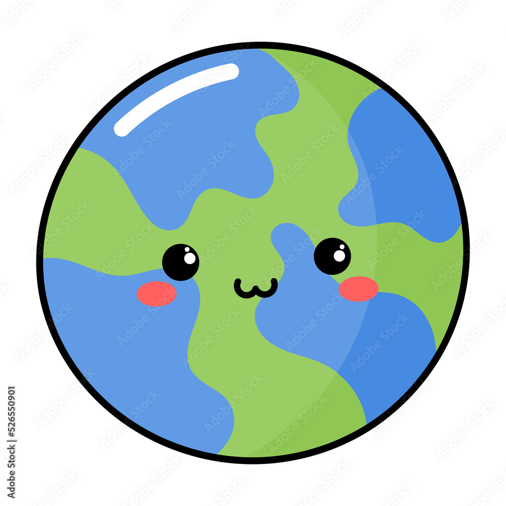 kawaii Planet Earth icon. kawaii Planet Earth icon.