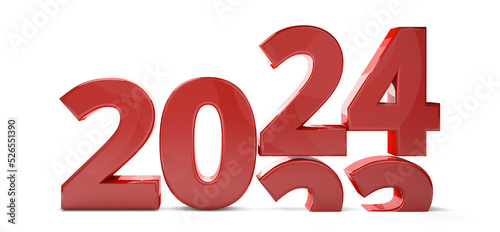 2024 red bold number 3d-ill...