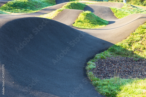 Close up pf a BMX racetrack in Scotland on a summer's day in Glasgow, Scotland 