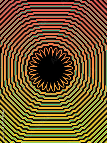 Sunflower Pattern line art/ illustration/ background in vibrant color gradient palette.