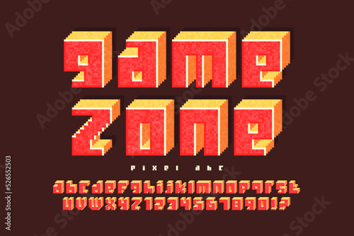 Pixel vector alphabet design, stylized like in 8-bit games
