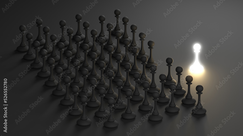 Winning chess pawn concept. Beat Competitors. Think different concept Winning chess pawn concept. Beat Competitors. Think different concept
