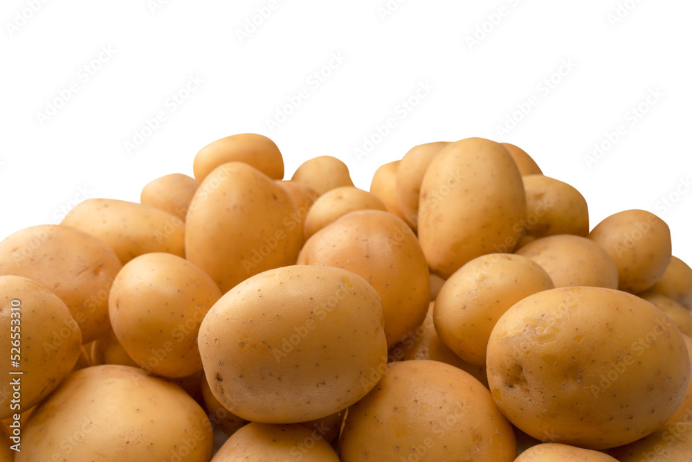 A group of fresh tasty potato isolated on white background. A group of fresh tasty potato isolated on white background.