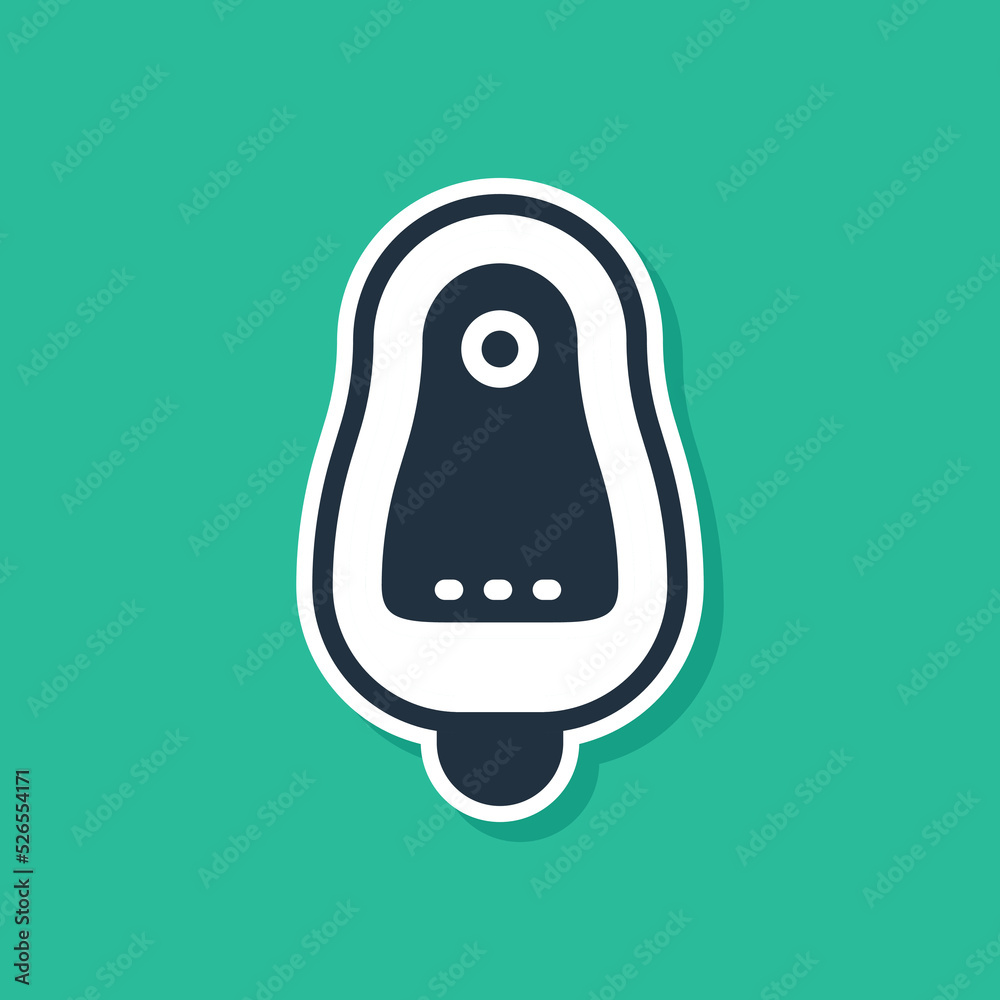 Blue Toilet urinal or pissoir icon isolated on green background. Urinal in male toilet. Washroom, lavatory, WC. Vector Blue Toilet urinal or pissoir icon isolated on green background. Urinal in male toilet. Washroom, lavatory, WC. Vector