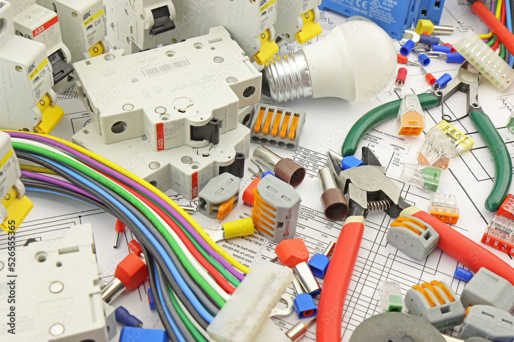 Electrical tools and materials for the installation of an electrical panel on an electrical