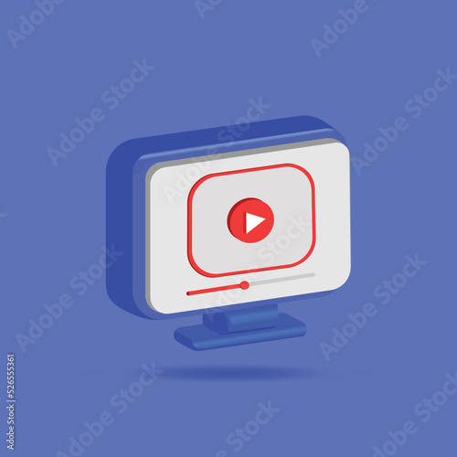 Free Download 3d monitor with streaming video design vector - GFXLoad