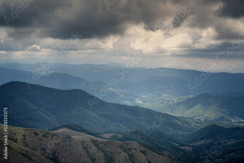 Beautiful summer mountain landscape, green hills of Kopaonik in Serbia. Travel to Balkans