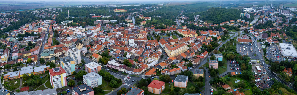 Aerial view around the city Slany in the czech Republic.