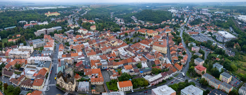 Aerial view around the city Slany in the czech Republic.