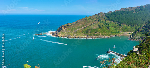 Panoramic view of the Outer dock of the Port of Pasajes at the mount of the Pasaia river. View from Cape Cabo de la Plata. Puntas de San Pedro, Pasajes, Gipuzkoa, Basque country, Spain. photo