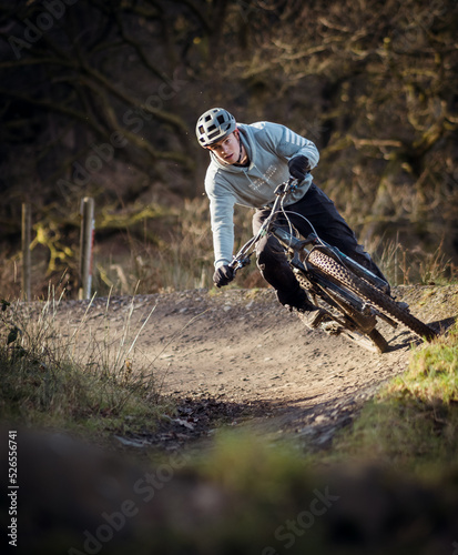 Mountain biker at bike park Wales