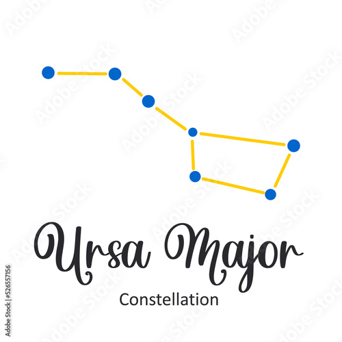 Constellation Ursa Major. Cute print of stars on a white background. Vector.