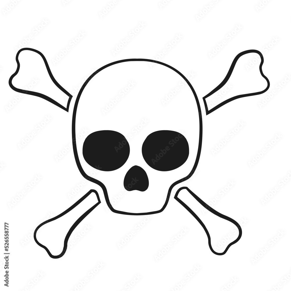 Skull and crossbones. Vector. Cartoon Skull and crossbones. Vector. Cartoon