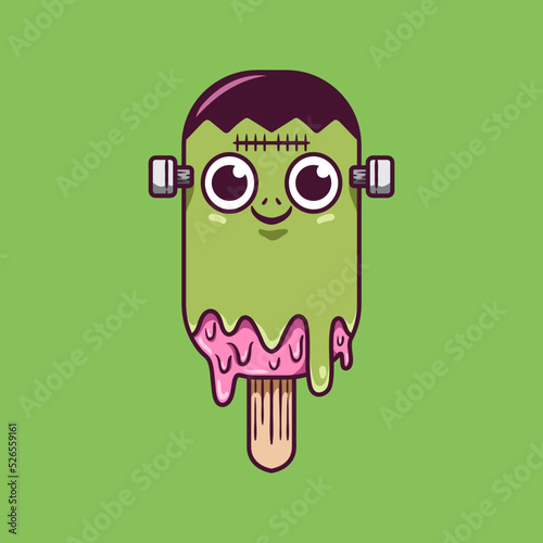 Halloween Frankenstein Ice Cream illustration 