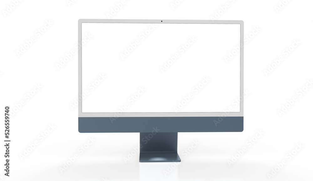Computer display with blank white screen 3d. Computer display with blank white screen 3d.