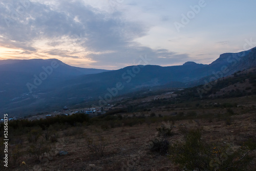 Sunset near Demerdzhi rocks. Crimea