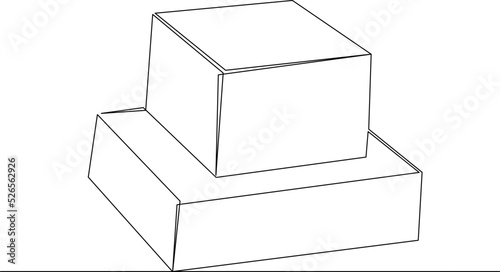 parcels, boxes one continuous line drawing, vector