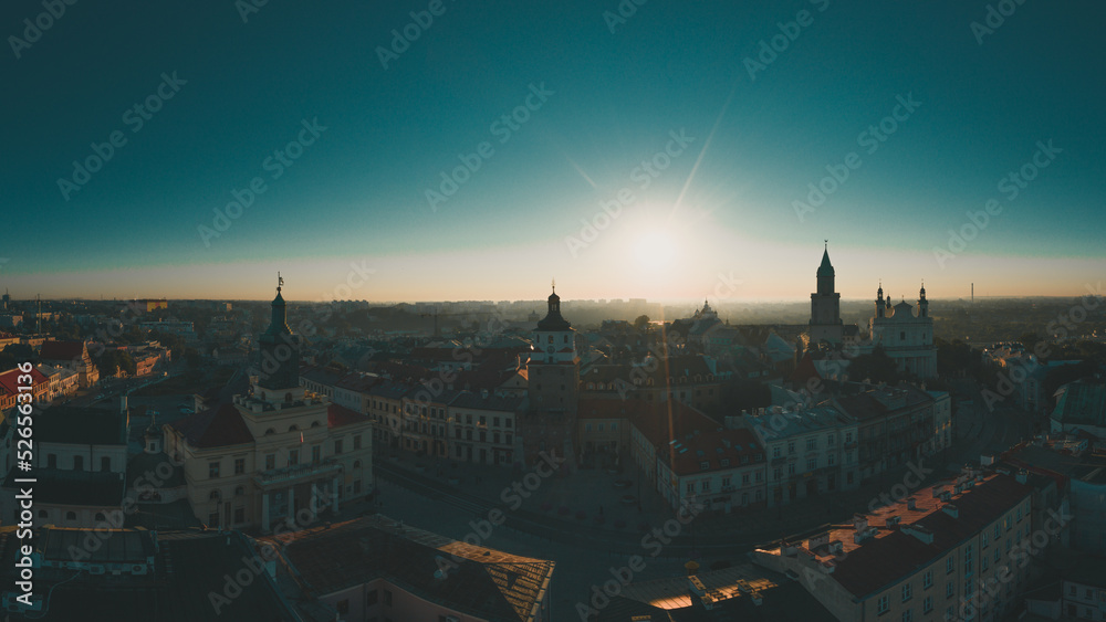 Sunset over Lublin old town, Poland