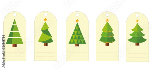 tags christmas trees with star on top minimalist illustration december celebration gift joy love campaign santa claus colorful