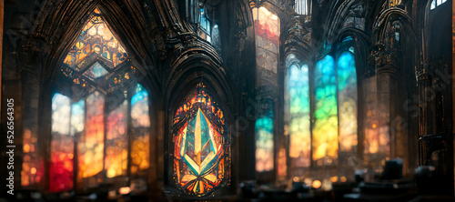 Foto cathedral on a mountain depiction of runes Digital Art Illustration Painting Hyp