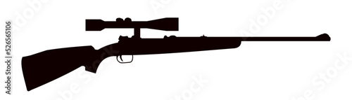 Silhouette of hunting rifle with a telescope  - vector illustration