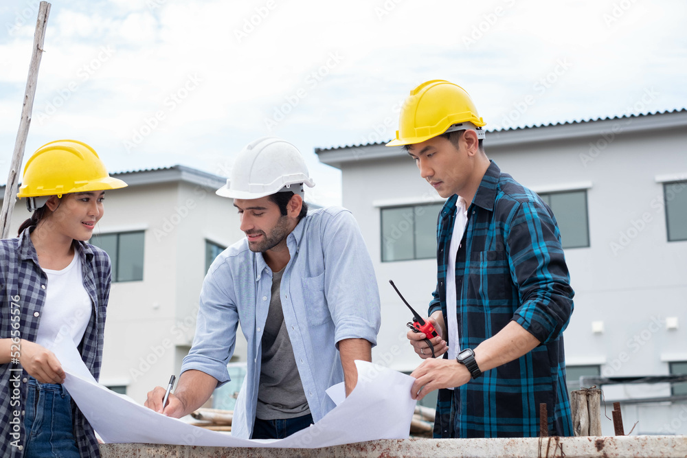 construction engineering project concept. Engineer and businessman handshake at construction site. portrait of Construction worker. construction engineering project concept. Engineer and businessman handshake at construction site. portrait of Construction worker.